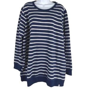 Lands’ End serious sweats blue and white striped sweatshirt Nautical